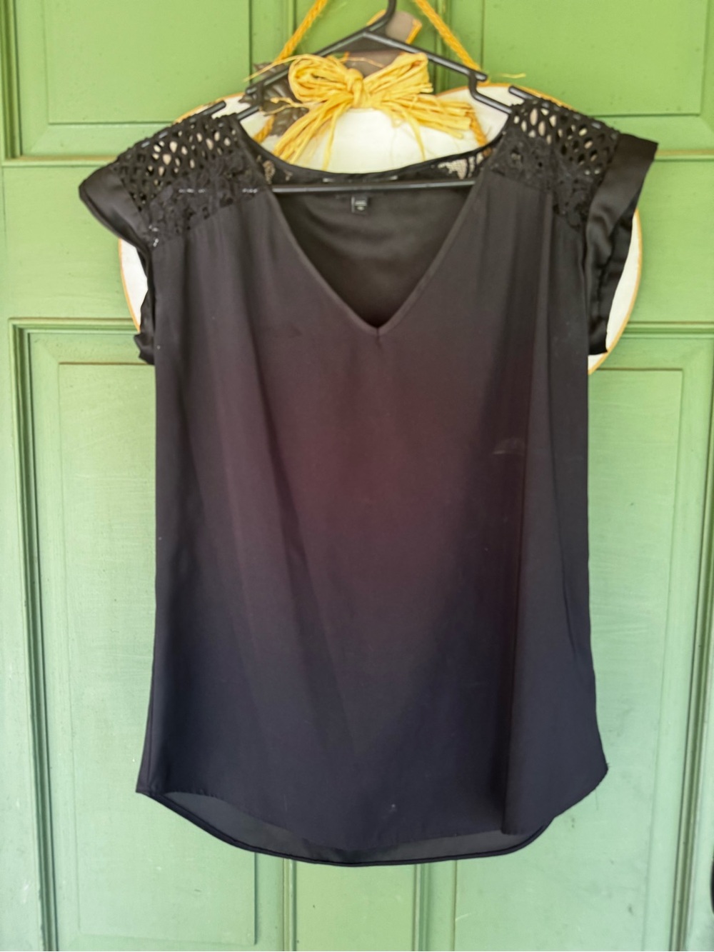 Express Black V-Neck Crochet Cap Sleeve Camisole